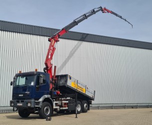 Iveco EuroTech Cursor 310 6x2 - HMF 22TM Kraan + Jip, Crane, Kran fly jib - Kipper, Remote, Lenkaschse TT 4431
