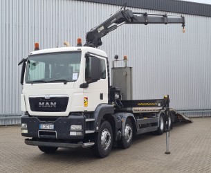 MAN TGS 35.360 8x2 - 16 TM Hiab Kraan, Machine transporter, Oprijwagen, afsleepwagen 6,7T. lier TT 4679