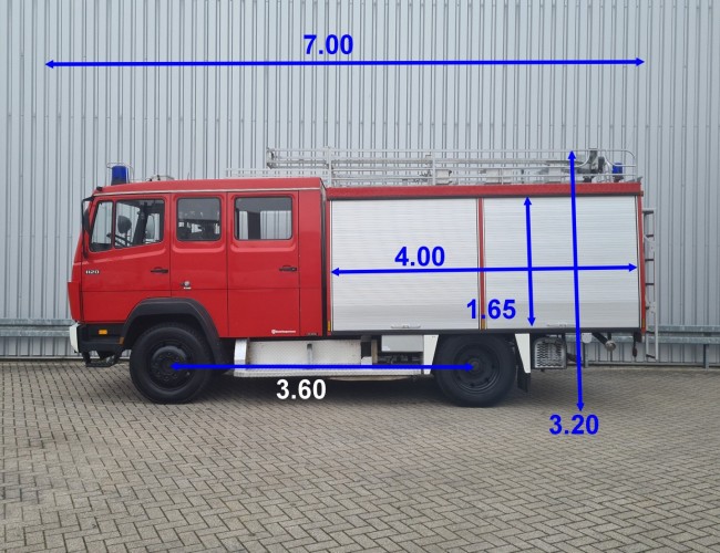 Mercedes-Benz 1120 AF 4x4 - 1.600 ltr watertank -Feuerwehr, Fire brigade- Crew Cab - Expeditie, Camper, Low Gear! TT 4704