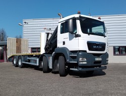 MAN TGS 35.360 8x2 - Hiab 16 TM Crane, Machine transporter, Loading ramp, recovery truck 7 T. winch TT 4829