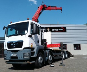 MAN TGS 35.360 8x2 - Hiab 16 TM Crane, Machine transporter, Loading ramp, recovery truck 6.2T. winch TT 4834