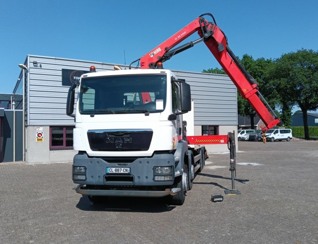 MAN TGS 35.360 8x2 - Hiab 16 TM Crane, Machine transporter, Loading ramp, recovery truck 6.2T. winch TT 4834