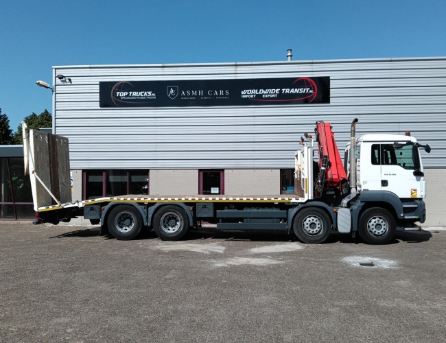 MAN TGS 35.360 8x2 - Hiab 16 TM Crane, Machine transporter, Loading ramp, recovery truck 6.2T. winch TT 4834