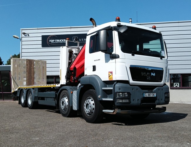 MAN TGS 35.360 8x2 - Hiab 16 TM Crane, Machine transporter, Loading ramp, recovery truck 6.2T. winch TT 4834