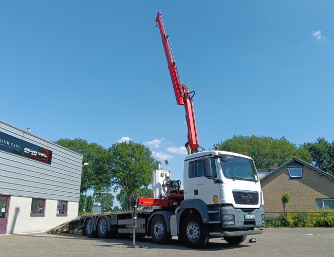 MAN TGS 35.360 8x2 - Hiab 16 TM Crane, Machine transporter, Loading ramp, recovery truck 6.2T. winch TT 4834