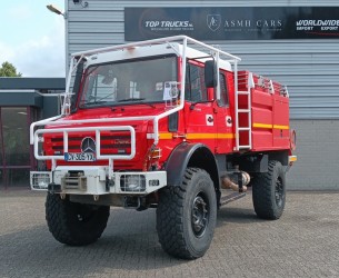 Mercedes-Benz Unimog U 5000 4x4 - (type 437.4) 4000 ltr -Lier, Winch -Feuerwehr Doppelkabine,Uberrollkafig - Rosenbauer - Expeditievoertuig, Camper TT 4836