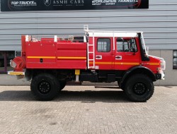 Mercedes-Benz Unimog U 5000 4x4 - (type 437.4) 4000 ltr -Lier, Winch -Feuerwehr Doppelkabine,Uberrollkafig - Rosenbauer - Expeditievoertuig, Camper TT 4836
