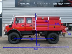 Mercedes-Benz Unimog U 5000 4x4 - (type 437.4) 4000 ltr -Lier, Winch -Feuerwehr Doppelkabine,Uberrollkafig - Rosenbauer - Expeditievoertuig, Camper TT 4836