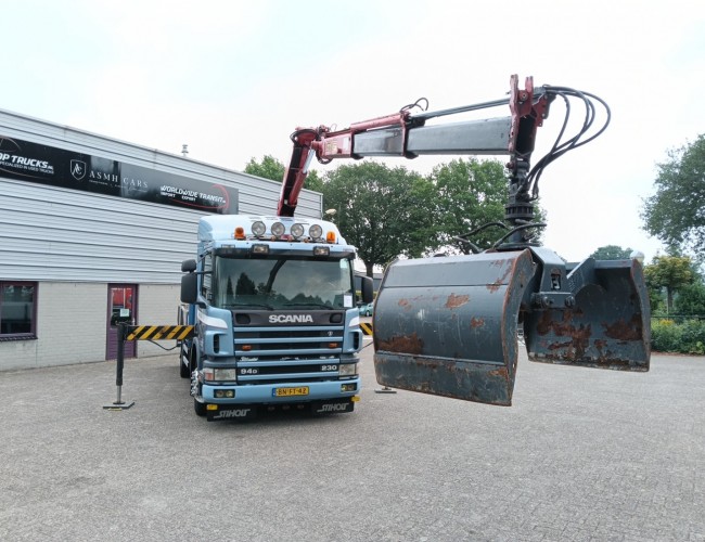 Scania P 94.230 NA - HMF 11TM Crane, Crane, Crane -Manual -Rotor -Bakker Clamshell Bucket TT 4854
