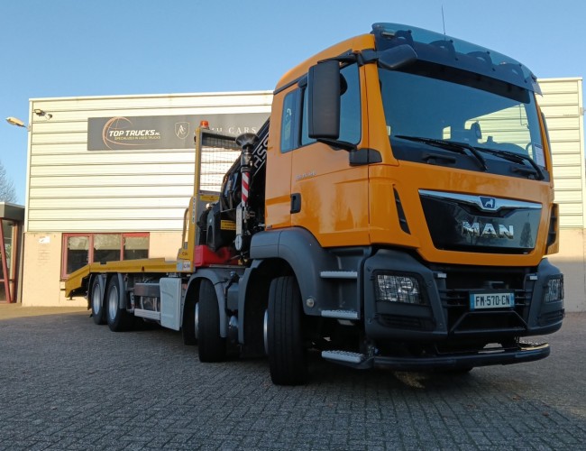 MAN TGS 35.420 8x2 - Fassi 29TM Crane, Machine transporter, Loading ramp, Tow truck 7.2T. Winch TT 4882