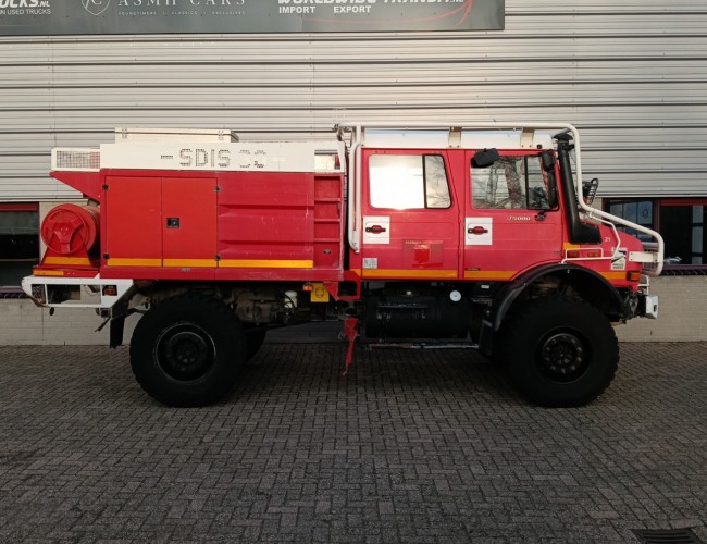 Mercedes-Benz Unimog U 5000 4x4 - (type 437.4) 4000 ltr -Lier, Winch -Feuerwehr Doppelkabine,Uberrollkafig - Camiva - Expeditievoertuig, Camper TT 4888