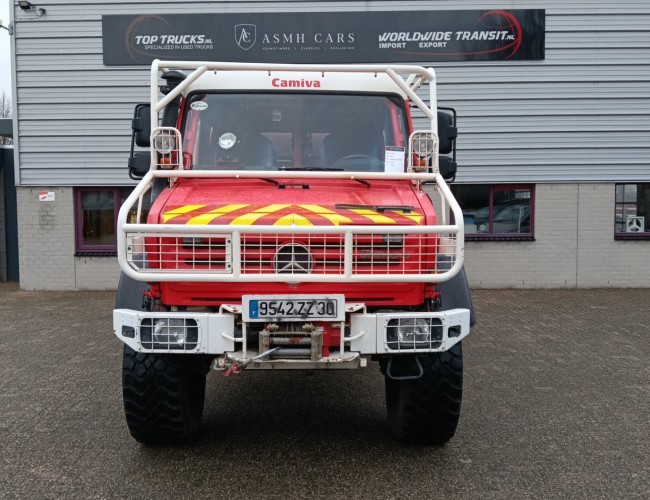 Unimog U 5000 Mercedes Benz -4x4 - (type 437.4) 4000 ltr -Wich -Feuerwehr Doppelkabine,Uberrollkafig - Camivar - Expeditievoertuig, Camper TT 4889