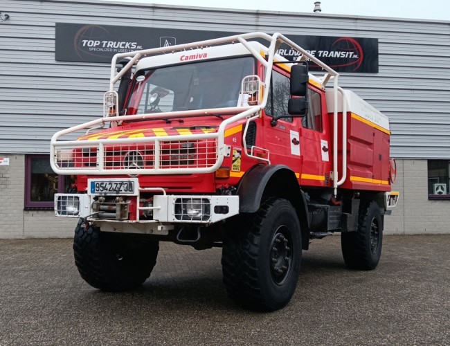 Unimog U 5000 Mercedes Benz -4x4 - (type 437.4) 4000 ltr -Wich -Feuerwehr Doppelkabine,Uberrollkafig - Camivar - Expeditievoertuig, Camper TT 4889