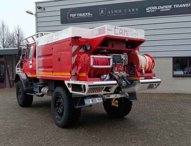 Unimog U 5000 Mercedes Benz -4x4 - (type 437.4) 4000 ltr -Wich -Feuerwehr Doppelkabine,Uberrollkafig - Camivar - Expeditievoertuig, Camper TT 4890