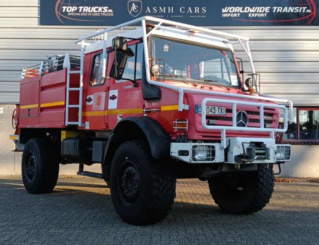Unimog U 5000 Mercedes Benz -4x4 - (type 437.4) 4000 ltr -Wich -Feuerwehr Doppelkabine,Uberrollkafig - Camivar - Expeditievoertuig, Camper TT 4891