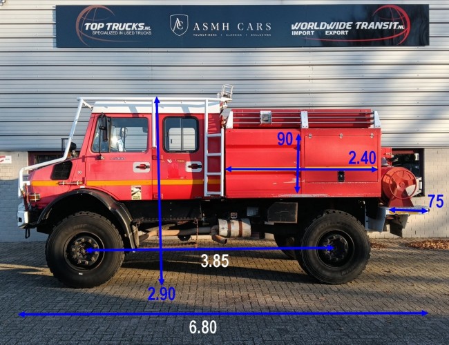Unimog U 5000 Mercedes Benz -4x4 - (type 437.4) 4000 ltr -Lier, Winch -Feuerwehr Doppelkabine,Uberrollkafig - Camiva TT 4891