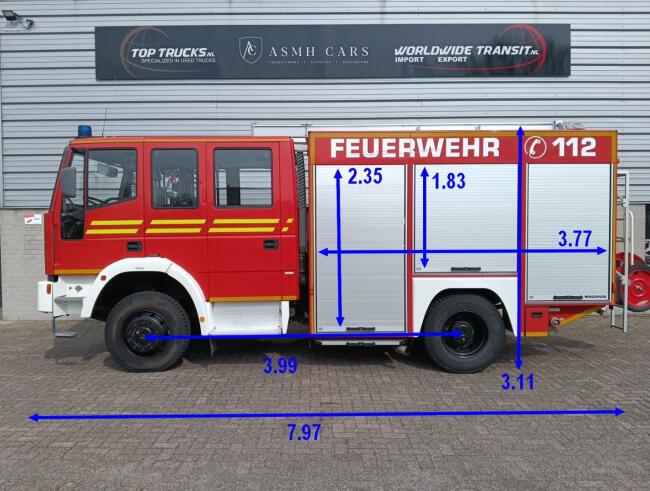 Iveco 135 E22 Eurofire 4x4 - 1.600 ltr -Brandweer, Feuerwehr, Fire brigade- Crew Cab - Expeditie, Camper TT 4727