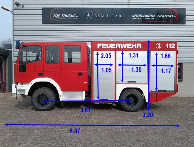 Iveco EuroFire 95E18 4x4 -600 ltr -Feuerwehr, Fire Brandweer - Expeditie, Camper, DOKA TT 4734