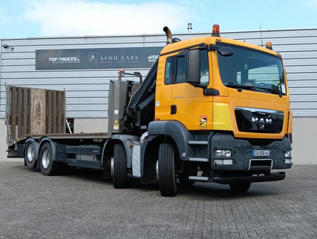 MAN TGS 35.360 8x2 - Hiab 16 TM Kraan, Machine transporter, Oprijwagen, afsleepwagen 6,27 T. lier TT 4832