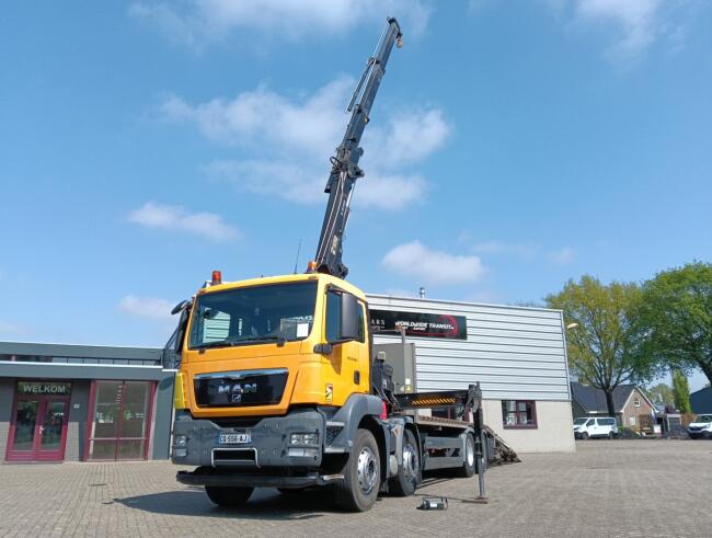 MAN TGS 35.360 8x2 - Hiab 16 TM Kraan, Machine transporter, Oprijwagen, afsleepwagen 6,27 T. lier TT 4832-B