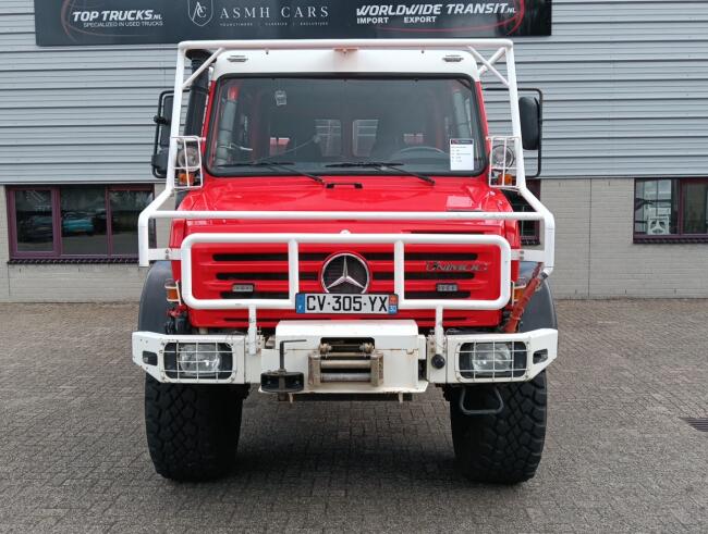 Mercedes-Benz Unimog U 5000 4x4 - (type 437.4) 4000 ltr -Lier, Winch -Feuerwehr Doppelkabine,Uberrollkafig - Rosenbauer - Expeditievoertuig, Camper TT 4836