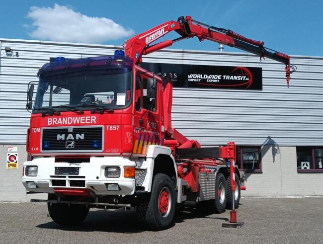 MAN 33.372 6x6 - 14TM Kraan, Crane, Kran - Haakarm, Hooklift, Abrolkipper - Big Axle - BB TT 4838-A