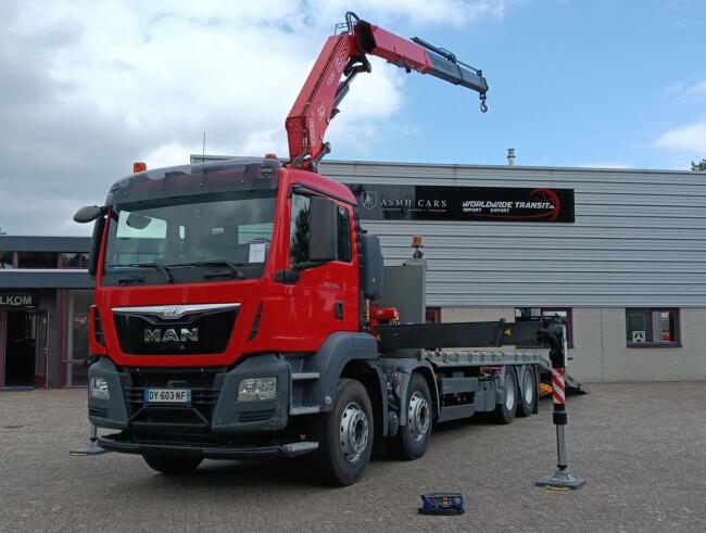 MAN TGS 35.360 8x2 - Fassi 23TM Kraan, Machine transporter, Oprijwagen, afsleepwagen 6.2T. lier TT 4849