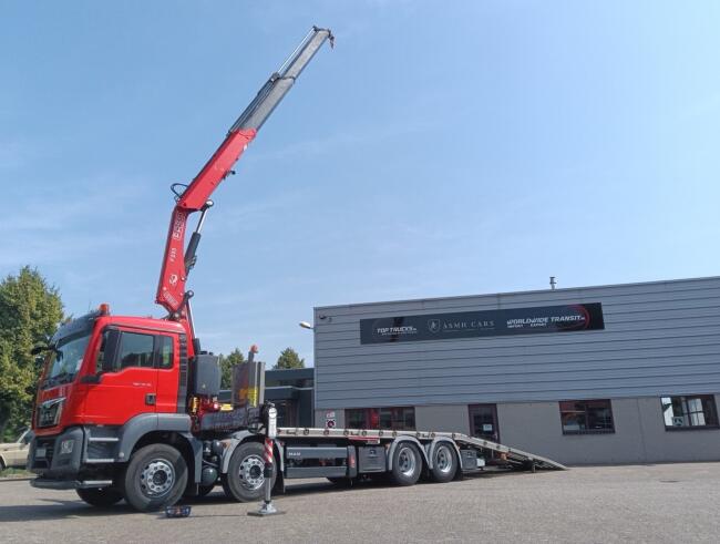 MAN TGS 35.360 8x2 - Fassi 23TM Kraan, Machine transporter, Oprijwagen, afsleepwagen 6.2T. lier TT 4842-A