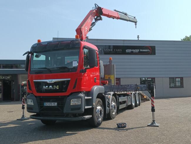 MAN TGS 35.360 8x2 - Fassi 23TM Kraan, Machine transporter, Oprijwagen, afsleepwagen 6.2T. lier TT 4842-B