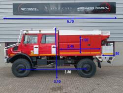 Unimog U 5000 Mercedes Benz -4x4 - (type 437.4) 4000 ltr -Lier, Winch -Feuerwehr Doppelkabine,Uberrollkafig - Camiva TT 4853