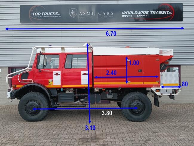 Unimog U 5000 Mercedes Benz -4x4 - (type 437.4) 4000 ltr -Lier, Winch -Feuerwehr Doppelkabine,Uberrollkafig - Camiva TT 4853