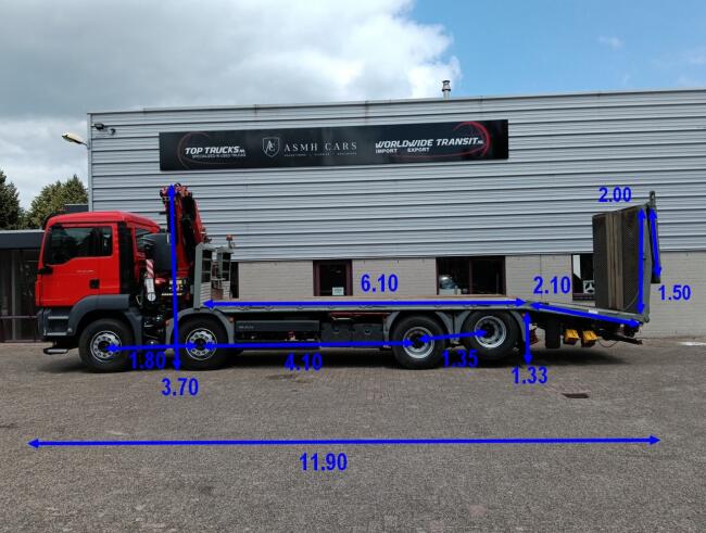 MAN TGS 35.360 8x2 - Fassi 23TM Kraan, Machine transporter, Oprijwagen, afsleepwagen 6.2T. lier TT 4849-A