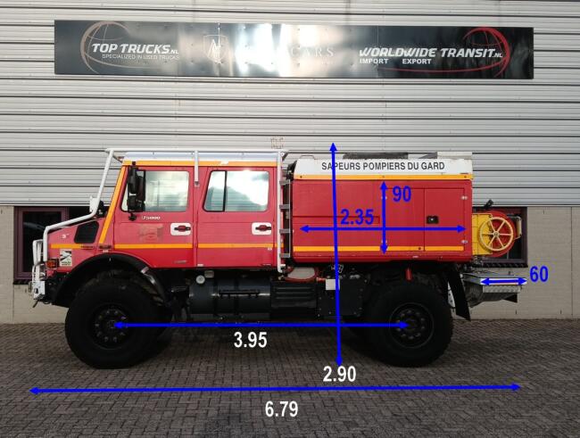 Unimog U 5000 Mercedes Benz -4x4 - (type 437.4) 4000 ltr -Lier, Winch -Feuerwehr Doppelkabine,Uberrollkafig - Cimaex TT 4887