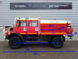 Unimog U 5000 Mercedes Benz -4x4 - (type 437.4) 4000 ltr -Lier, Winch -Feuerwehr Doppelkabine,Uberrollkafig - Camiva TT 4889
