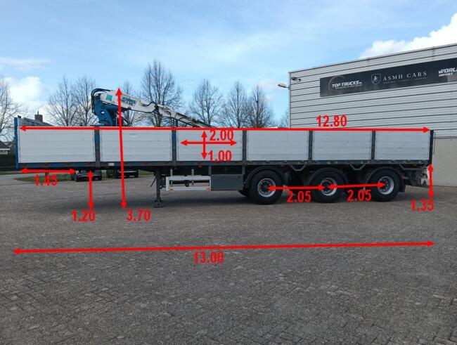 Pacton T3 003 Kennis 14TM Kraan -3 assige steentrailer, Boomtrailer -2 assen gestuurd, Steunpoten TT 4906