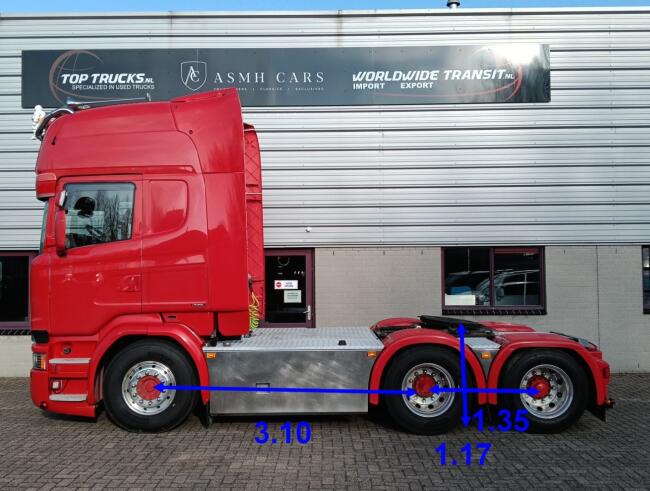 Scania R 730 6x2 -Boogie -V8 -Alcoa Velgen -Retarder -Euro 6 -Liftas -Schuifschotel TT 4908