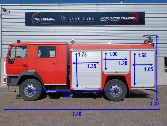 MAN 10.163 4x4 - Telmarem -Brandweer, Feuerwehr, Fire brigade- Crew Cab, Dubbele cabine - Expeditie, Camper TT 4909