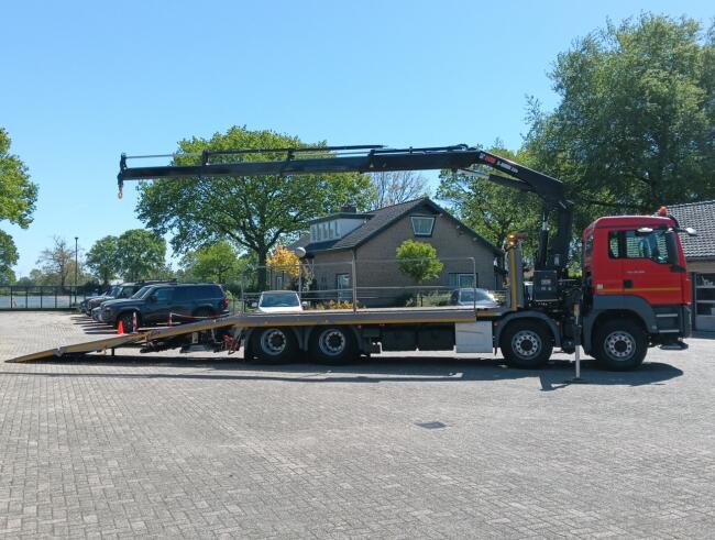 MAN TGS 35.360 8x2 - Hiab 22TM Kraan, Machine transporter, Oprijwagen, afsleepwagen 6.7T. lier TT 4933