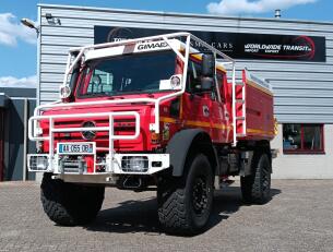 Mercedes-Benz Unimog U 5000 4x4 - (type 437.4) 3.900 ltr -Lier, Winch -Feuerwehr Doppelkabine,Uberrollkafig - Camiva - Expeditievoertuig, Camper TT 4952